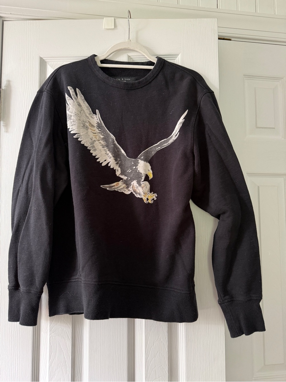 rag & bone Black Crewneck Eagle Sweatshirt